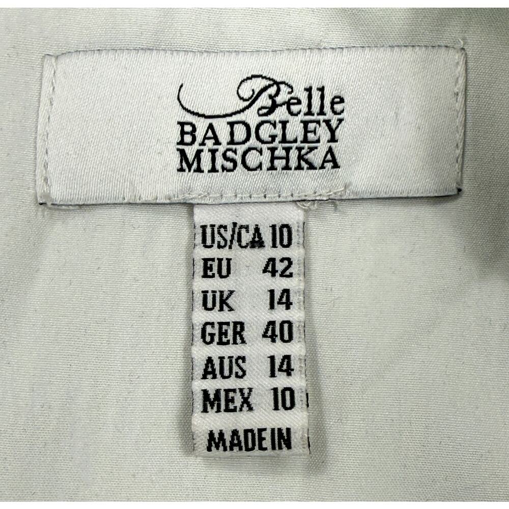 Belle Badgley Mischka white sleeveless dress Sz 10 gold embroidery sequin - Picture 2 of 13
